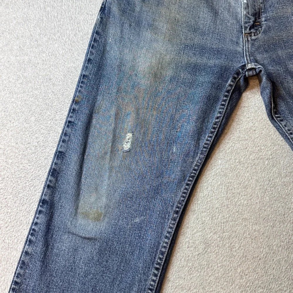 Wrangler Jeans Mens 36x29 Blue Regular Fit 96CFW Straight Leg Stretch Distressed